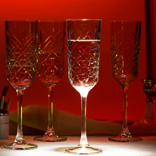 the mask el turko Champagne Flutes Set of 4 (175ml/5.7oz), Vintage Coupe Glasses, Prosecco Glasses, Crystal Design Champag...