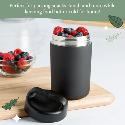 Goodful Stainless Steel Food Jar, Double Wall Vacuum Sealed Insulated Food Storage Container with Carry Handle Lid, 16-Oun...