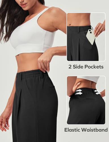 Ewedoos Wide Leg Pants Woman Stretchy Work Dress Pants Women Pull on Business Casual Slacks Trousers Fall Outfits 26"/28"