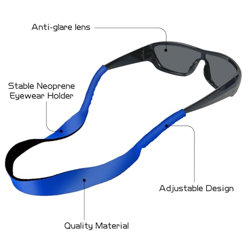 6 Pack Neoprene Glasses Straps Floating Sunglasses Eyeglass Strap Anti Slip Sports Safety Eyewear Retainer Holder for Adul...