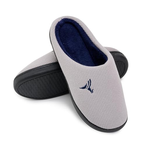 Mens Memory Foam Slippers Knitted Lining Non-Slip Indoor Outdoor Slippers