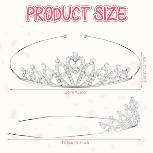 Tondiamo 50 Pcs Tiaras Bulk for Girls Princess Crown Rhinestone Tiaras Bendable Adjustable Headband for Kid Hair Accessory