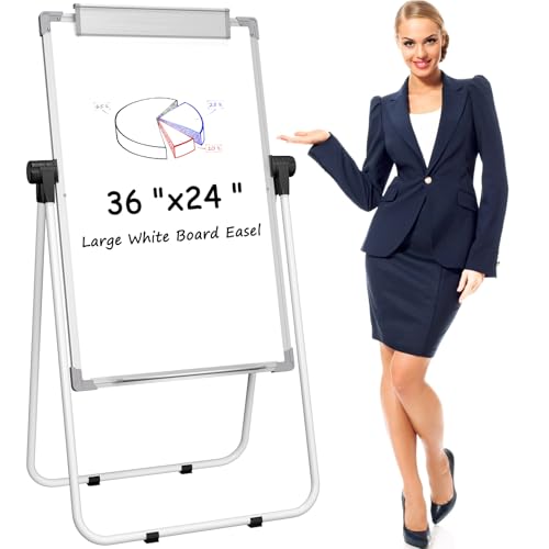 (Bundle of 2 Set) MaxGear Large White Board with Stands, 36" x 24" Big Easel Whiteboard Double Sided Easel Dry Erase Board...