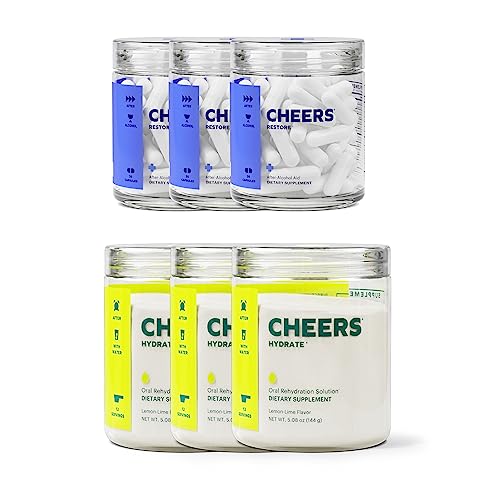 Cheers Classic Combo | Restore + Hydrate | Rehydrate & Feel Better After Drinking | DHM, L-Cysteine, B-Vitamins, Electroly...