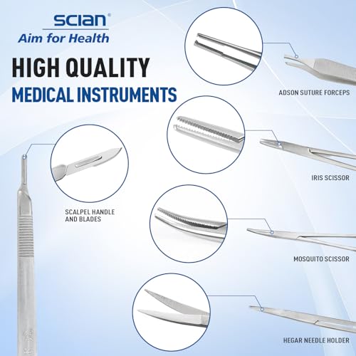 Scian Advanced Practice Kit for Medical Students (36 Pcs) Complete Suture Kit Includes Variety of Suture Threads, Unique A...