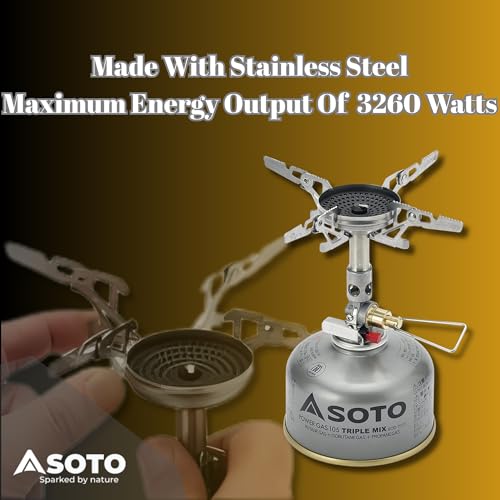 SOTO WindMaster Canister Stove with 4Flex for Windy Weather - Lightweight and Durable Backpacking Camp Stove, Compact Port...