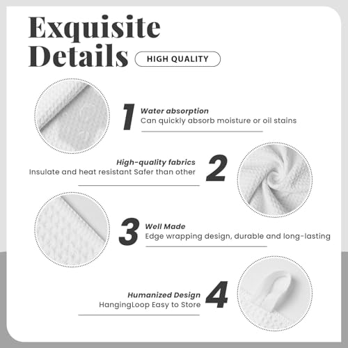 Novastar Kitchen Towels - Soft Absorbent Quick Towels for Kitchen Drying, Leopard Black White Texture Print Drying Dish Hand Towel for Home Decor with Lanyard
