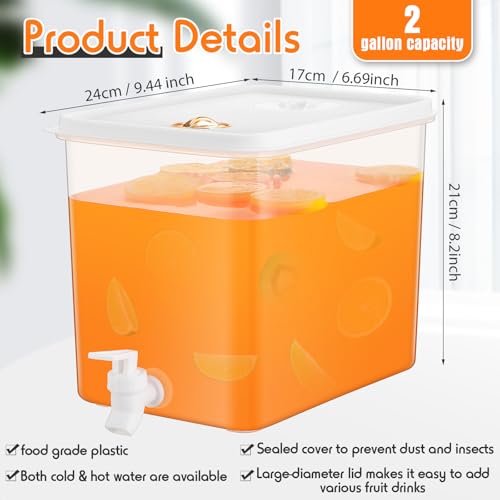 Domensi 2 Pack 2 Gallon Drink Dispenser for Fridge with Spigot Water Dispenser Leak Proof Lids Filter Screen Beverage Juic...