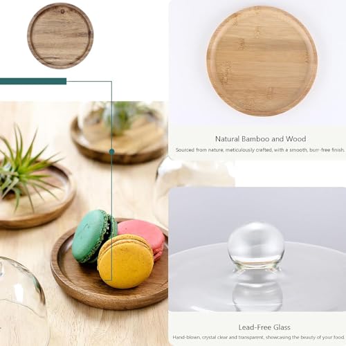 Charcuterie Snow Globes, Mini Cake Stand Display with Wooden Tray and Glass Dome Lid, Charcuterie Board for Cheese Dessert...