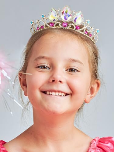 SWEETV Princess Tiaras for Little Girls, Kids Dress-up Crown Headband, Birthday Wedding Halloween Cosplay Hair Accessories