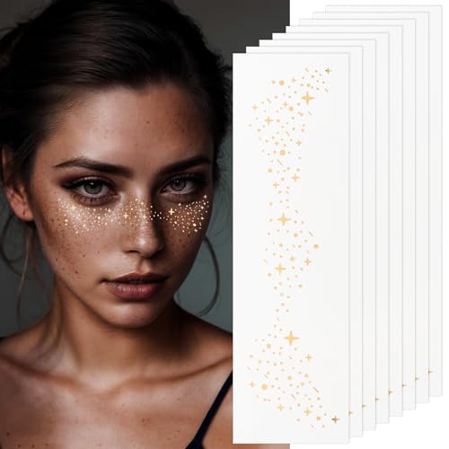Gold Glitter Freckles Face Tattoo, Makeup Patch - Freckle Makeup, Faux Freckles Waterproof Temporary Tattoos Cute Glitter ...