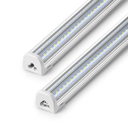 Barrina T8 LED Shop Lights for Workshop 4FT, 50W, 6500K, ‎Super Bright White, Clear Cover, Ceiling, V-Shape Shop Light Fix...