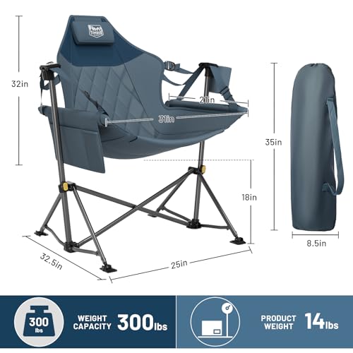 TIMBER RIDGE Hammock Camping Chair with Adjustable Backrest, Heavy Duty Folding Hammock Chair Supports 300lbs, Portable Ha...