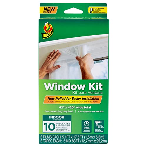 Duck Brand Window Insulation Kit - Winter Seal Kit Fits up to 10 Windows - Rolled Shrink Film Cuts to Size for Easy Indoor...