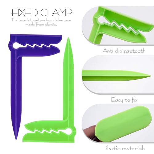 SHIDOW Beach Stakes, Outdoor Towel Anchor Stakes Picnic Mat Clips, Clamps Picnic Blanket Holders, Towel Sand Spikes, Beach...