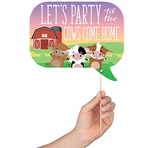 Farm Animal Photo Booth Props - 41-pc Photo Booth Kit with 8 x 10-Inch Sign, 60 Adhesive Pads, 45 Sticks - Cowboy and Farm...