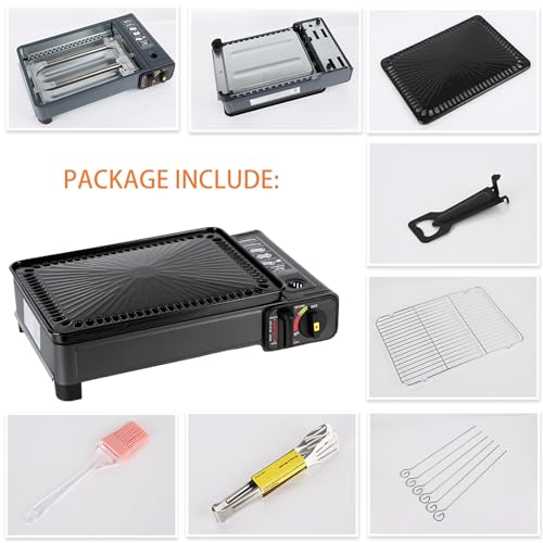 Wimdoyily Propane Grill Portable,Portable Gas Grill Butane Stove (BLACK)