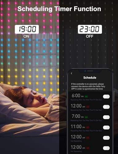 LumBelle Smart Curtain Lights 6.6x6.6Ft, 400 LED Curtain Light APP Remote Control Music Sync Dynamic DIY Lights for Memori...