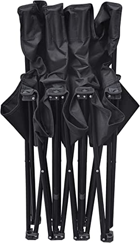 YardGrow 3 Seater Portable Folding Team Sports Sideline Bench Chairs for Camping Outdoor Waterproof (Black)