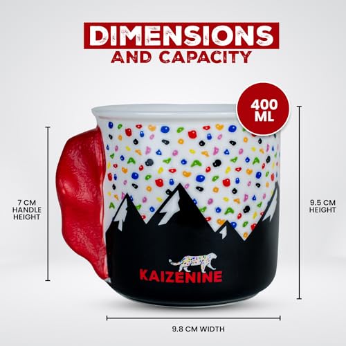 KAIZENINE Rock Climbing Mug Cup Bouldering Finger Strength Gift for Climber Bouldering Coffee Cup Present for Climber Clim...