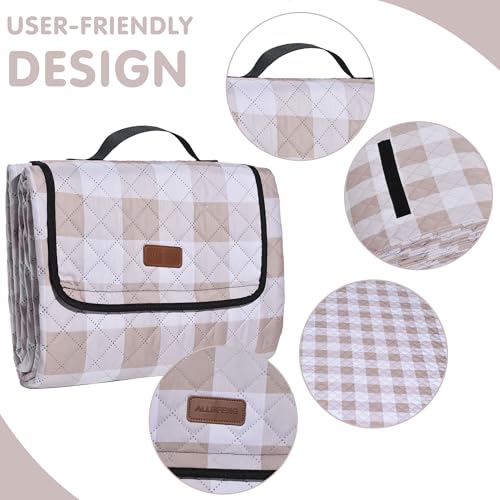 Extra Large Picnic Blanket 80''x 60'' Picnic Mat Waterproof Sand Proof Foldable for Beach, 5-Layer Outdoor Blanket for 6 t...