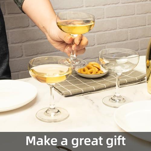 YANGNAY Coupe Champagne Glasses Set of 6 Crystal Cocktail Glasses with Short Stem, Martini Glasses - 7 oz