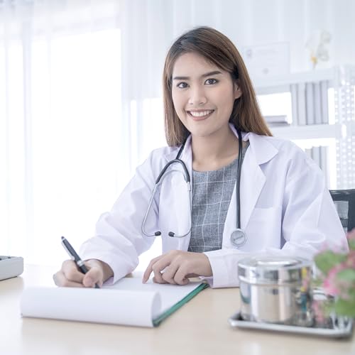 NY Threads Professional White Lab Coat for Women, Long Sleeve Medical Coat