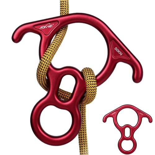50KN Rescue Figure, 8 Descender Large Bent-Ear Belaying and Rappelling Gear Belay Device Climbing for Rock Climbing Peak R...
