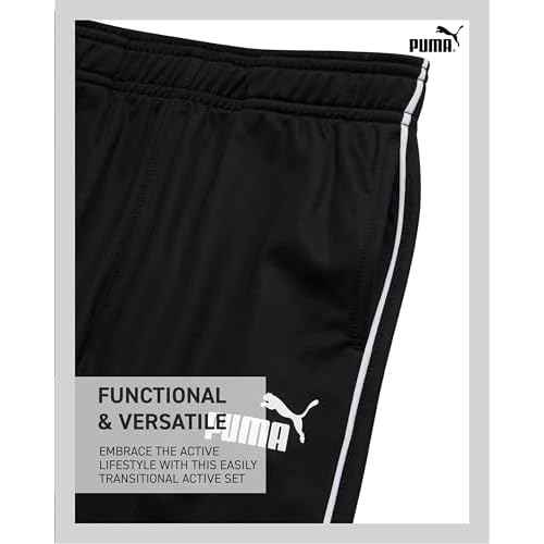 PUMA Toddler Boys Pants Set - 3 Piece Short Sleeve T-Shirt, Long Sleeve T-Shirt and Tricot Pants - Boys Activewear Set, 2T-7
