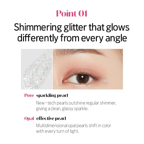 ETUDE Tear Drop Eyeliner, Crystal & Opal Glitter, Smudge-Proof Sparkle, Long-Lasting Formula, All Skin Tone Friendly, Kore...