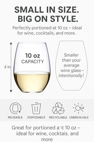 Oojami 48 piece Stemless Unbreakable Crystal Clear Plastic Wine Glasses Set of 48 Small Size Cups Small(10 Ounces)