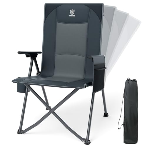 EVER ADVANCED Reclining Camping Chairs for Adult Lightweight, Folding Recliner Chair with Adjustable Back, 4-Level Lounge ...