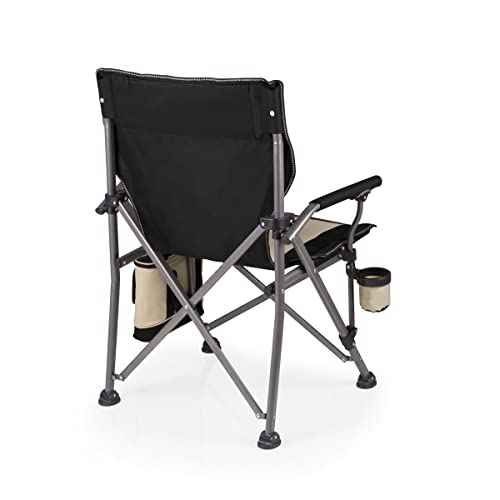 PICNIC TIME Outlander XL Heavy Duty Folding Camping Chair with Insulated Cooler, Oversized Portable Lawn, Beach & Camp Chair with Cup Holder, Storage Pocket, Carry Bag, 400 lb Capacity (Black)