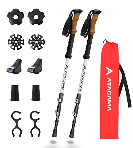 ATACAMA Lightweight Foldable Carbon and Aluminum 7075 Collapsible Hiking Sticks with Cork Handle - Hiking Poles Telescopic...