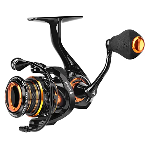 KastKing Zephyr Spinning Reels – 7+1/6+1 BB – Carbon Fiber Drag – Stainless Steel Shaft – Aluminum & CNC Spool – Black/Gre...