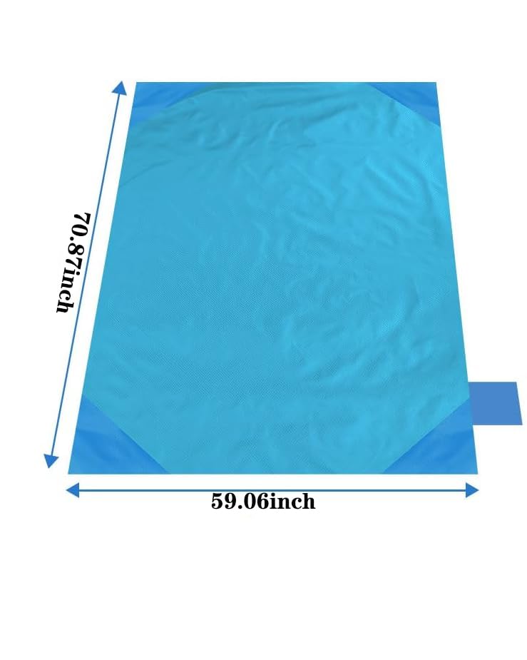 Hympuae Beach Picnic Pocket Blanket 59"x71" - Foldable Lightweight‌ Sandproof Waterproof Mat with 4 Stakes, ‌Outdoor Campi...