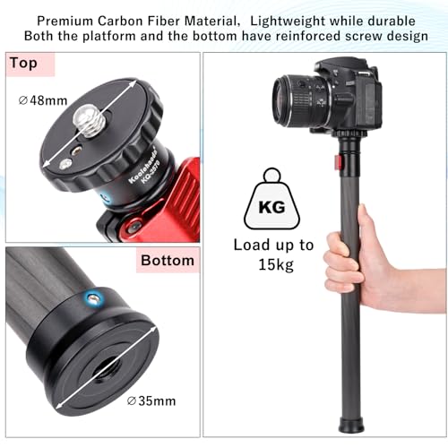 Koolehaoda Tripod Extender 2 Section Center Column Extension 28" Carbon Fiber Telescopic Stick Rod with 1/4" to 3/8" Screw...