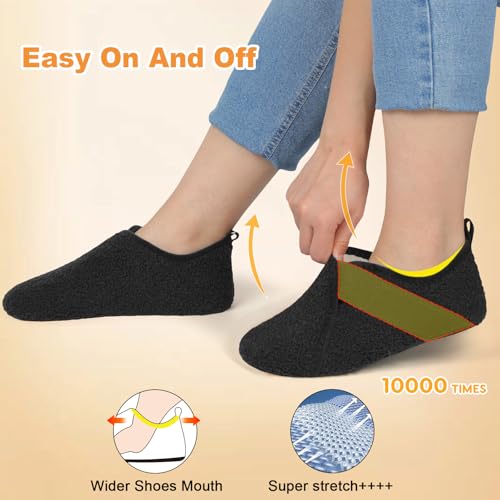Besroad House Slippers for Women Men Comfy Barefoot Slippers Sock Furry Slip On House Shoes with Soft Rubber Sole for Bedr...