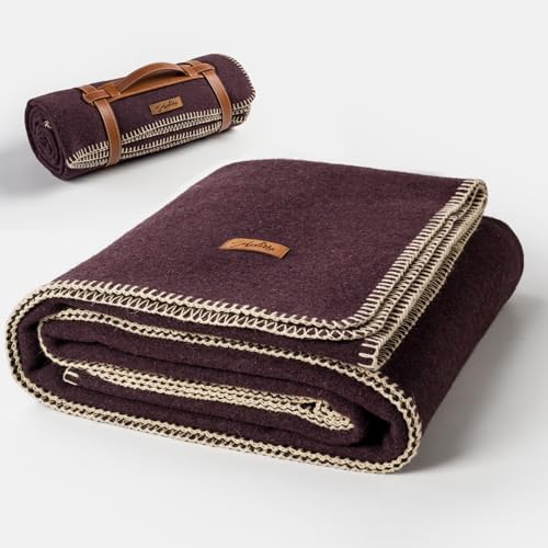Molithe 100% Wool Blanket, 62" x 86", Warm, Thick, Washable, Military Wool Blanket, Great for Camping, Outdoors, Sporting ...
