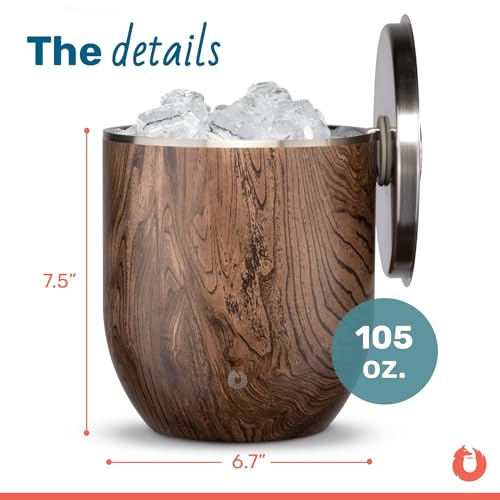 Snowfox Plus, Premium Vacuum Insulated Stainless Steel Ice Bucket with Lid/Scoop,Home Bar Accessories,Elegant Bartending I...