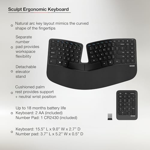 Incase Sculpt Ergonomic Keyboard – Designed by Microsoft – Split Keyset Design, Palm Rest, Contoured Layout, One-Touch Win...