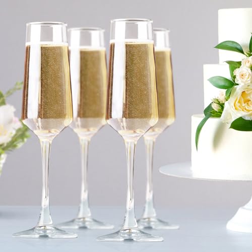 PARACITY Champagne Flutes, Champagne Glasses Set of 4, Elegant 8.5oz glass champagne flutes, Gift for Birthday, Wedding, C...