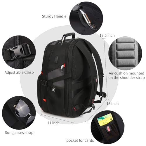 SHRRADOO Extra Large 50L Travel Laptop Backpack with USB Charging Port, College High School Backpack Airline Approved Busi...