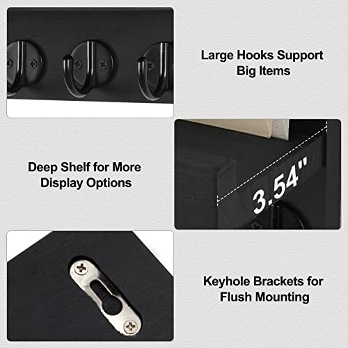 Lwenki Key Holder for Wall, Decorative Key and Mail Holder with Shelf Has Large Hooks for Bags, Coats, Umbrella – Paulowni...