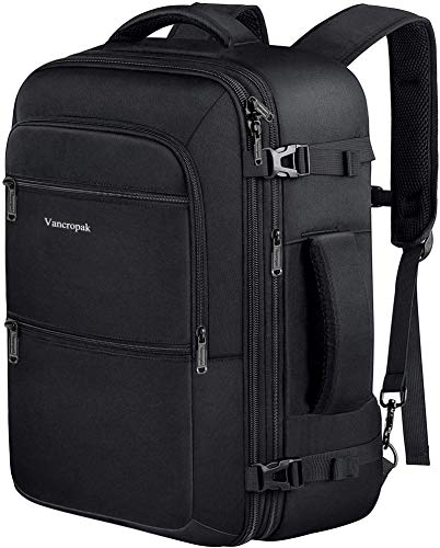 Vancropak Carry On Backpack, 40L Expandable Extra Large Travel Backpack, Flight Approved Water Resistant Luggage Suitcase ...