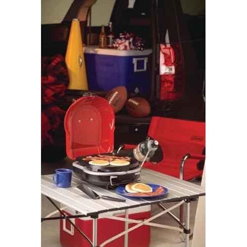 Coleman Fold ¡®N Go 6,000 BTU Portable Propane Grill, Lightweight Gas Grill with Push-Button Starter & Adjustable Horseshoe Burner, Great for Camping, Tailgating, Grilling, BBQ