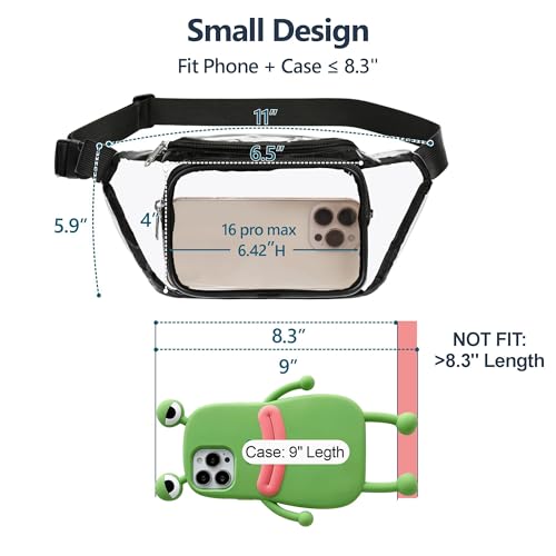 Veckle Clear Fanny Pack Stadium Approved - Waist Range 33” - 47“ Transparent Belt Bag for Women Men Clear Bag for Stadium ...