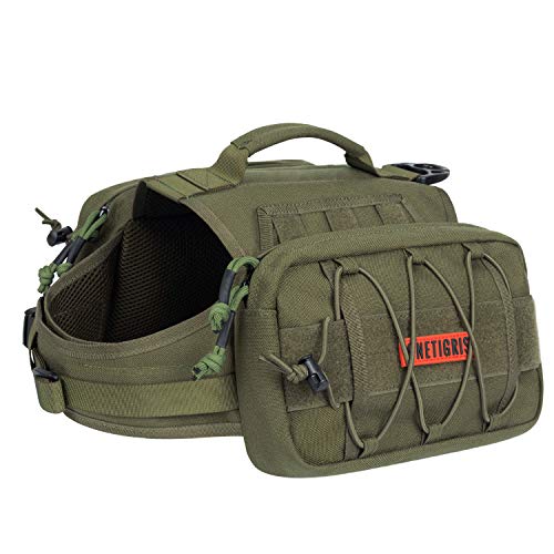 OneTigris Dog Backpack for Medium & Large Dogs, Nylon Backpack for Dogs Tactical Pet Backpack with Side Pockets for Hiking...