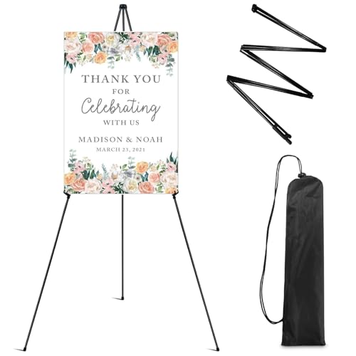 RRFTOK Easel Stand for Sign,63'' Instant Lightweight Portable Ground Easel for Wedding Sign and Poster Display Stand, Meta...