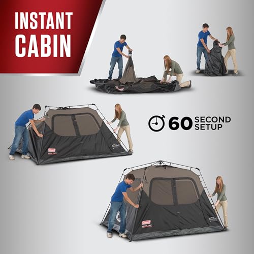 Coleman 4/6/8/10 Person Instant Camping Tent with 1-Minute Setup, Large Family Tent with Pre-Attached Poles, Air Vent, & C...